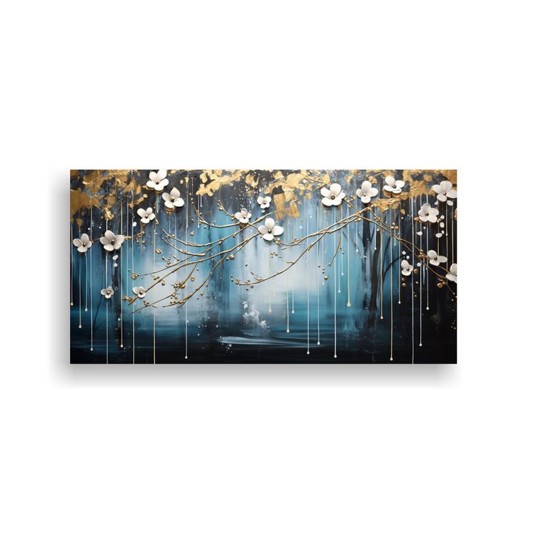 GENERICO - Pintura En Negro Y Dorado Estilo Lienzo Movimiento Textura 160x80cm