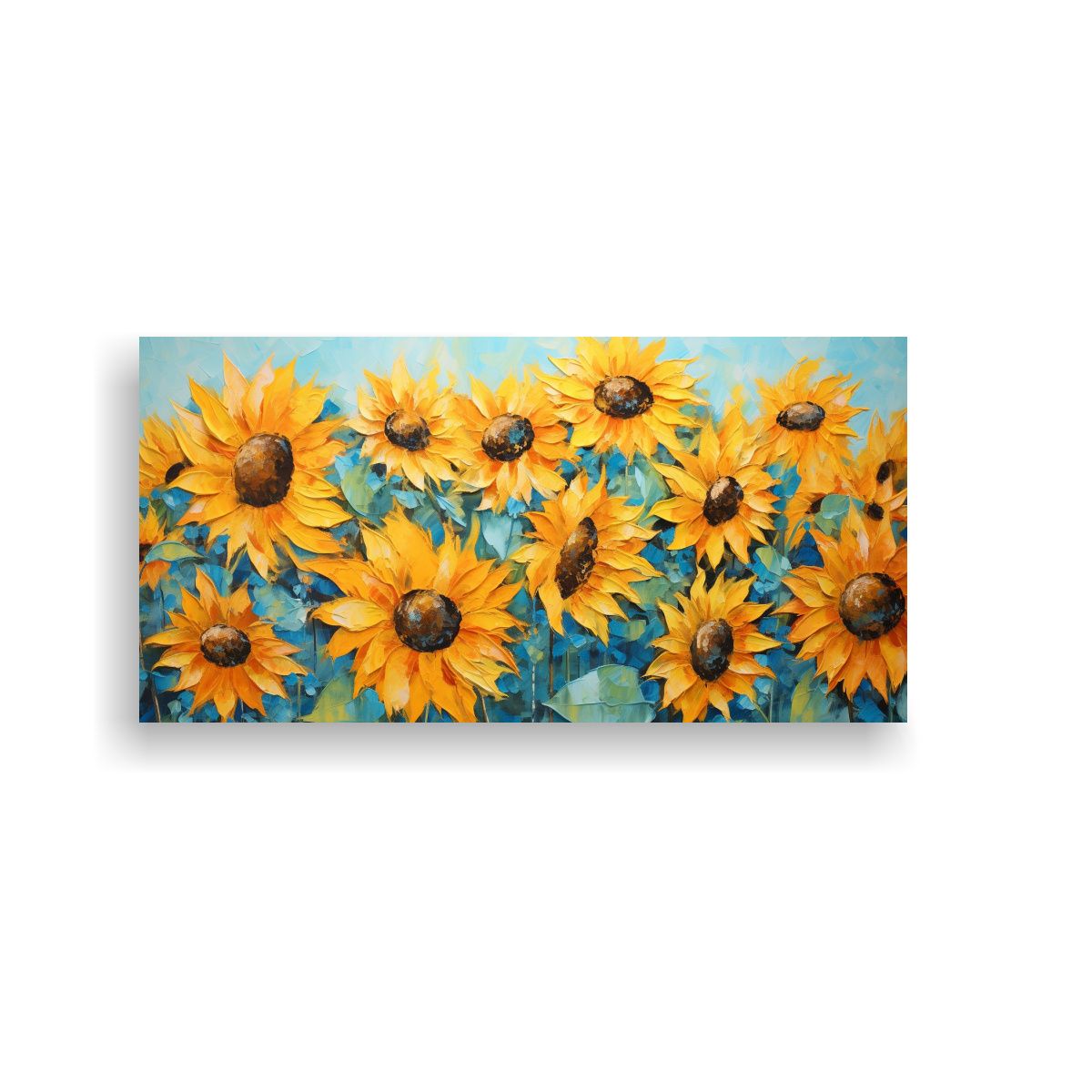 GENERICO - Pintura En Lienzo De Composición Floral Con Girasoles Naran 160x80cm