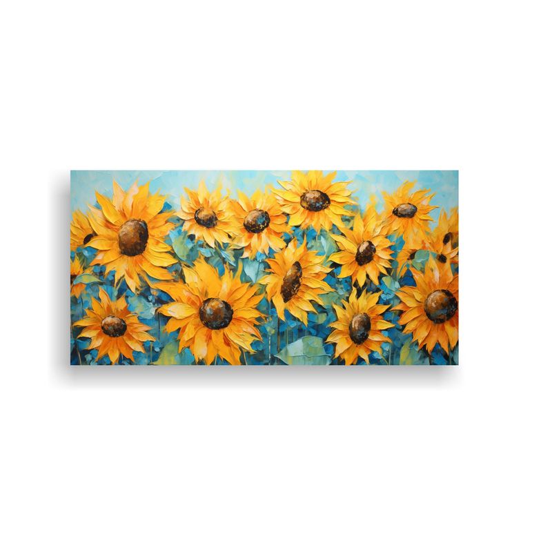 GENERICO - Pintura En Lienzo De Composición Floral Con Girasoles Naran 160x80cm