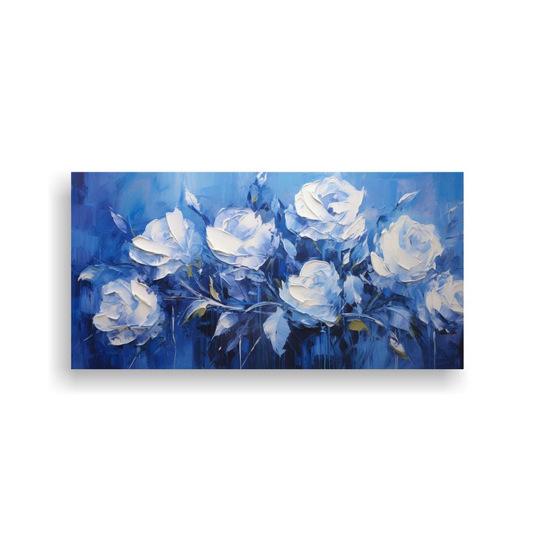GENERICO - Pintura Multicolor De Rosas Azules En Lienzo Al Estilo De B 160x80cm