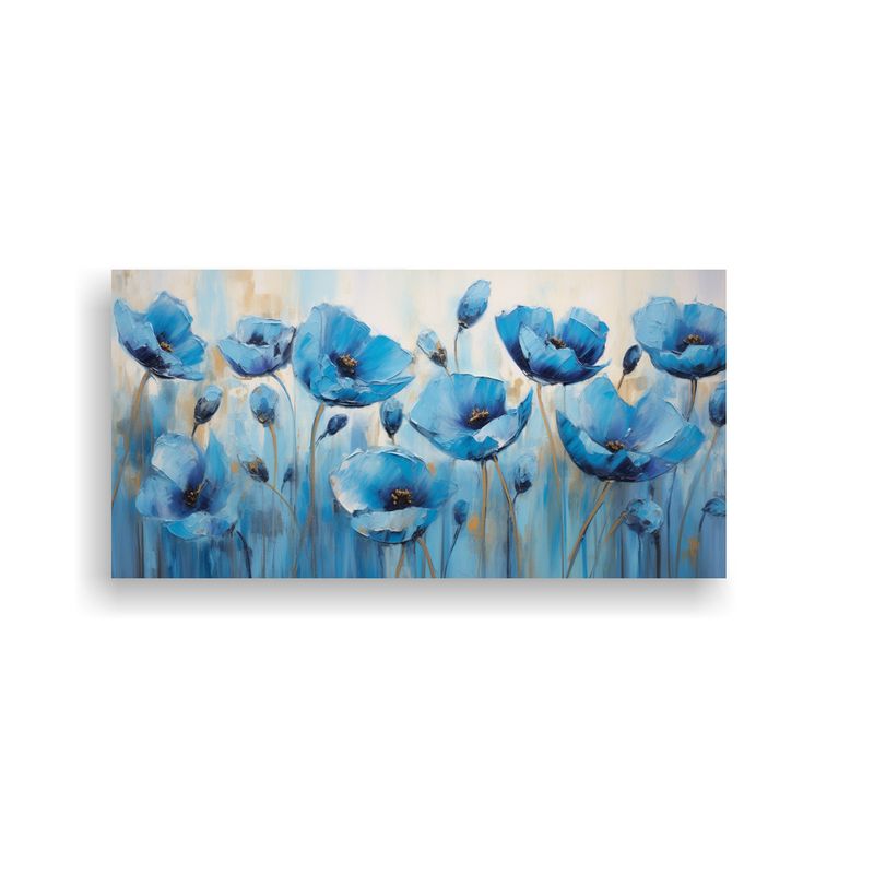 GENERICO - Pintura De Arte De Pared Cuadro De Amapolas Azules En Lienzo 160x80cm