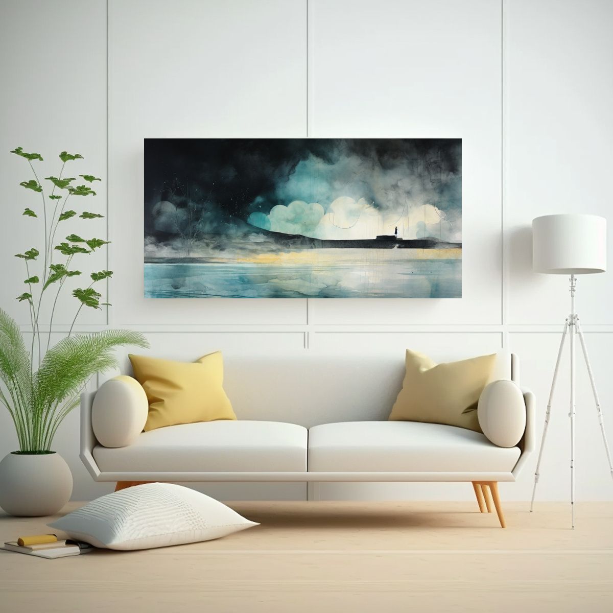 GENERICO - Pintura única Estilo Galería En Negro, Turquesa Y Plata Co 160x80cm