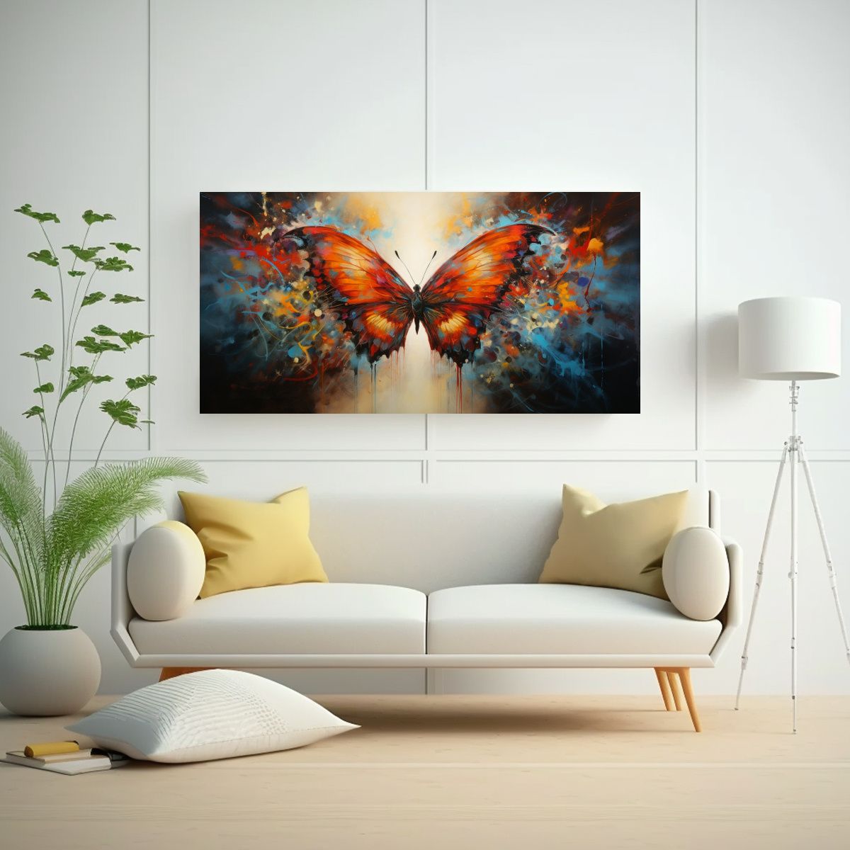 GENERICO - Cuadro Mariposa Abstracto Decoración Impresa De Fantasía 160x80cm