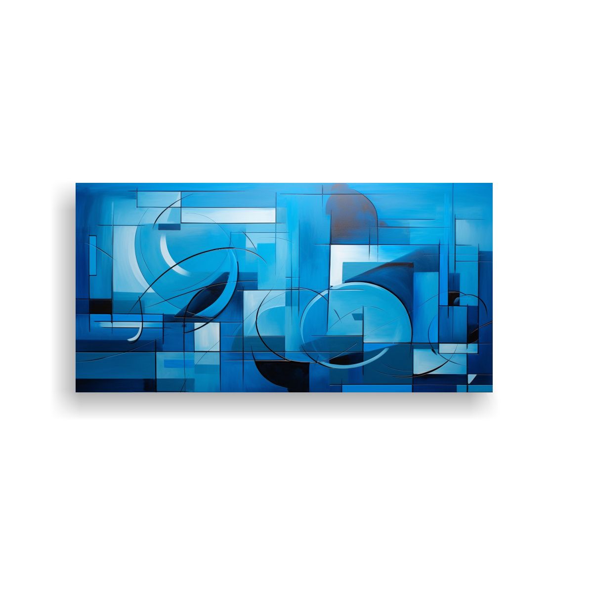 GENERICO - Cuadros Abstractos En Azules Para Decorar Sala 160x80cm