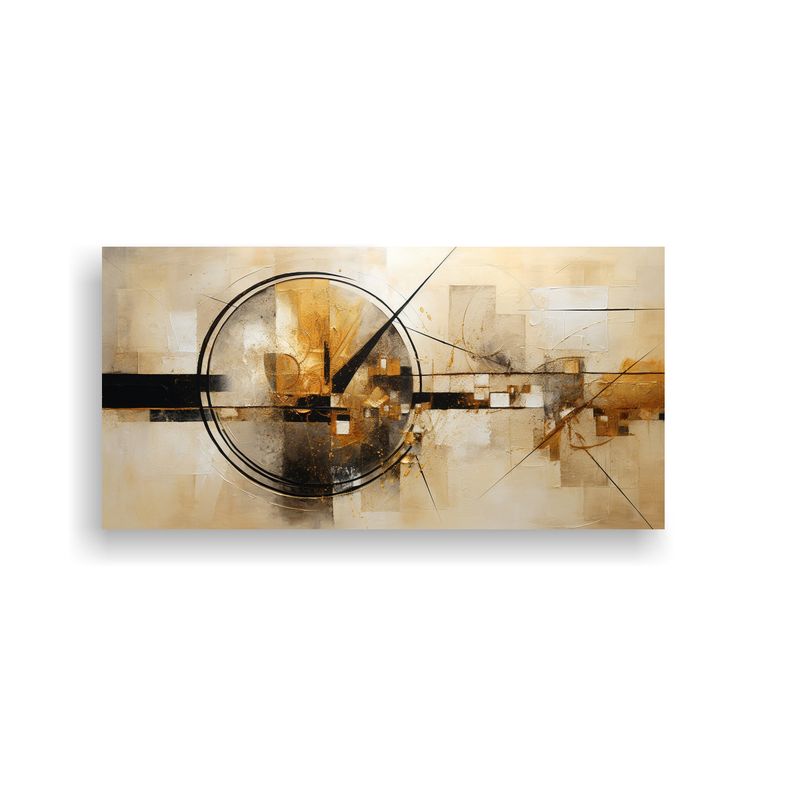 GENERICO - Cuadro Abstracto Dorado De Movimiento Multicolor En Canva 120x60cm