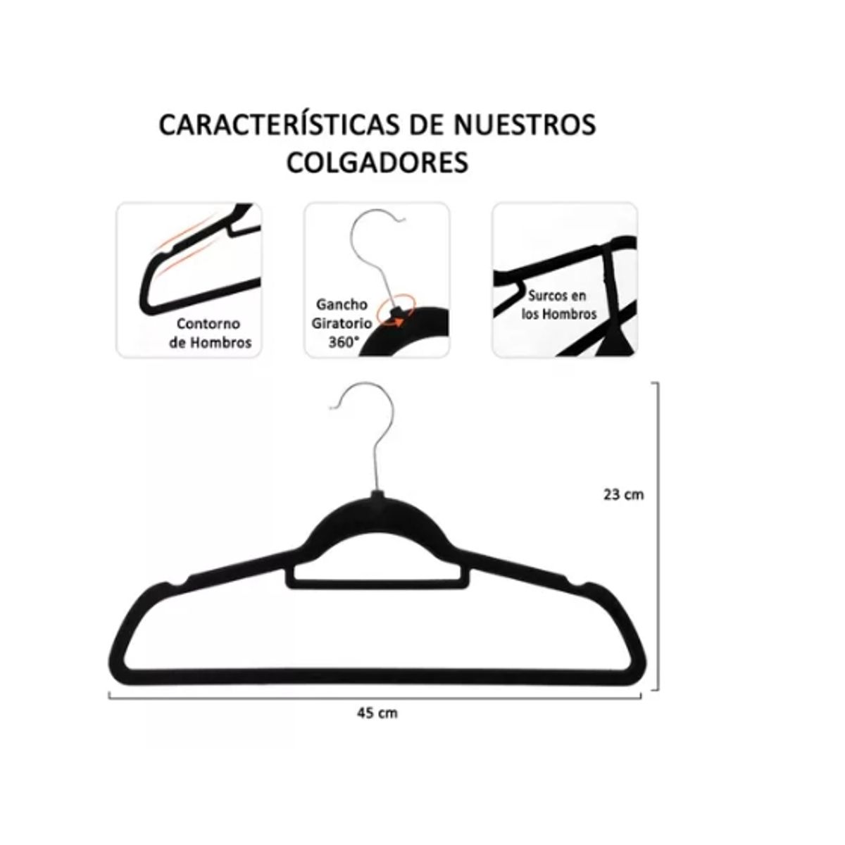 OFERTABKN - Colgadores De Ropa Antideslizantes Terciopelo 30 Unid Gancho