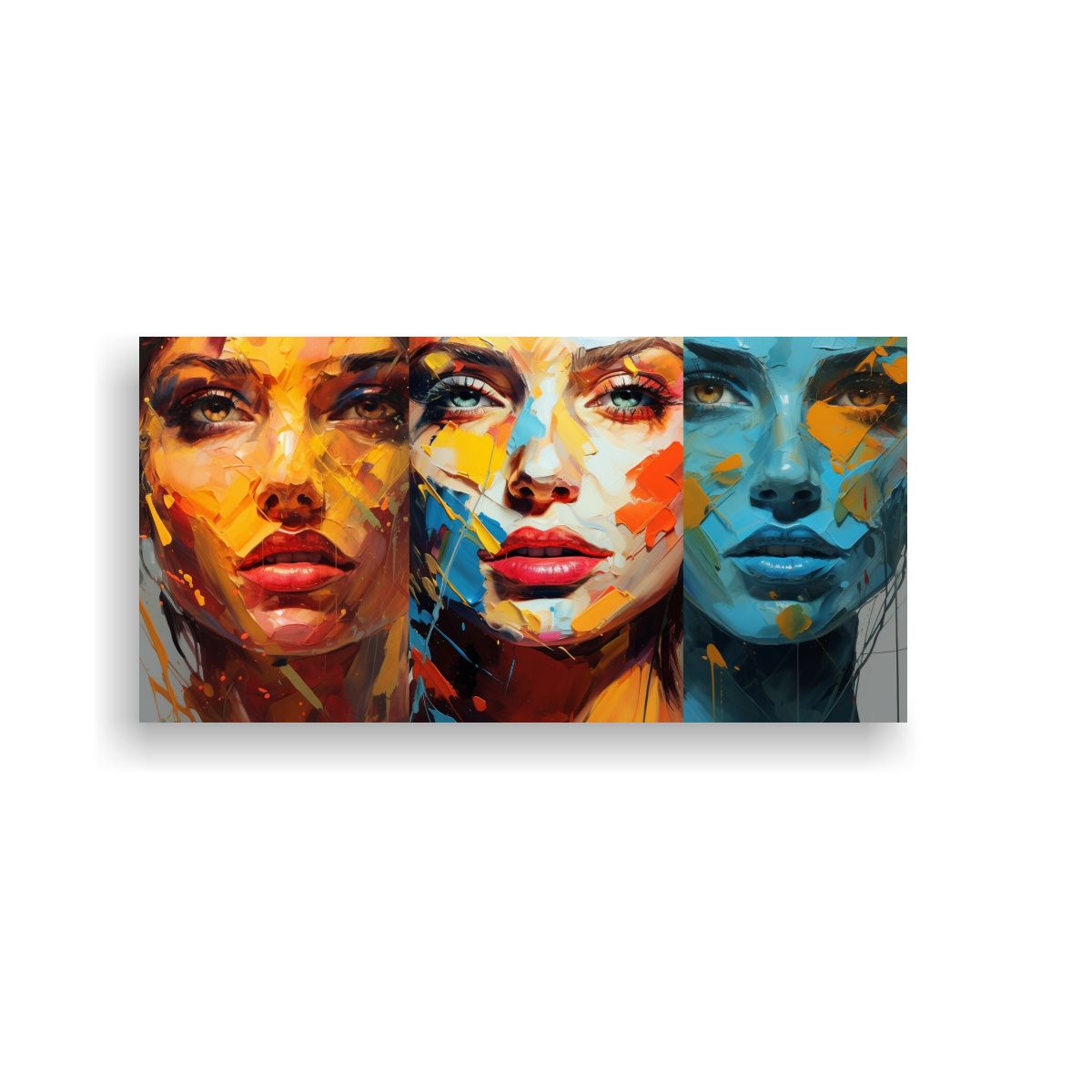 GENERICO - Cuadro Vertical Mujer Abstracta Detalle Caras 160x80cm