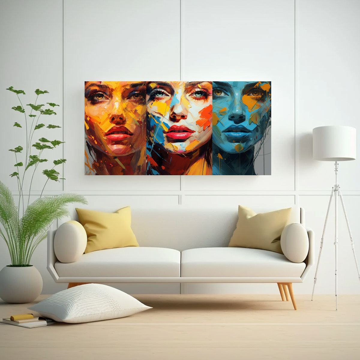 GENERICO - Cuadro Vertical Mujer Abstracta Detalle Caras 160x80cm