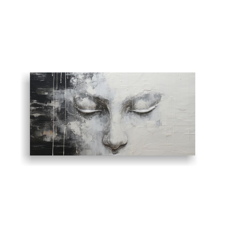 GENERICO - Pintura Decorativa Abstracta De Estilo Budista En Plata Y Bl 160x80cm