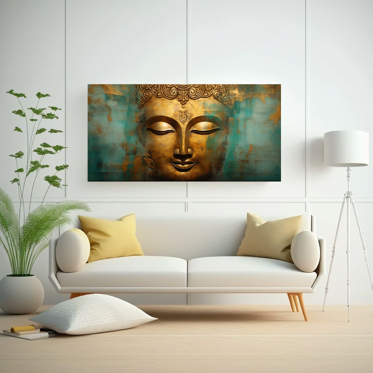 GENERICO - Cuadro Estilo Galería Para Comedor, Rostro De Buda En Aceit 160x80cm