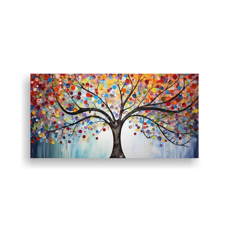 GENERICO - Pintura Decorativa De árbol En Colores Del Arcoíris Y Plat 160x80cm