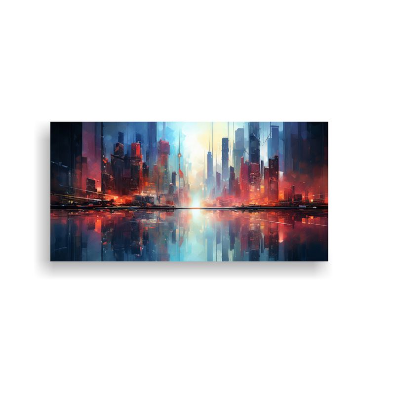 GENERICO - Cuadro Abstracto Acuarela Ciudad Innovadora Arte De Pared 160x80cm