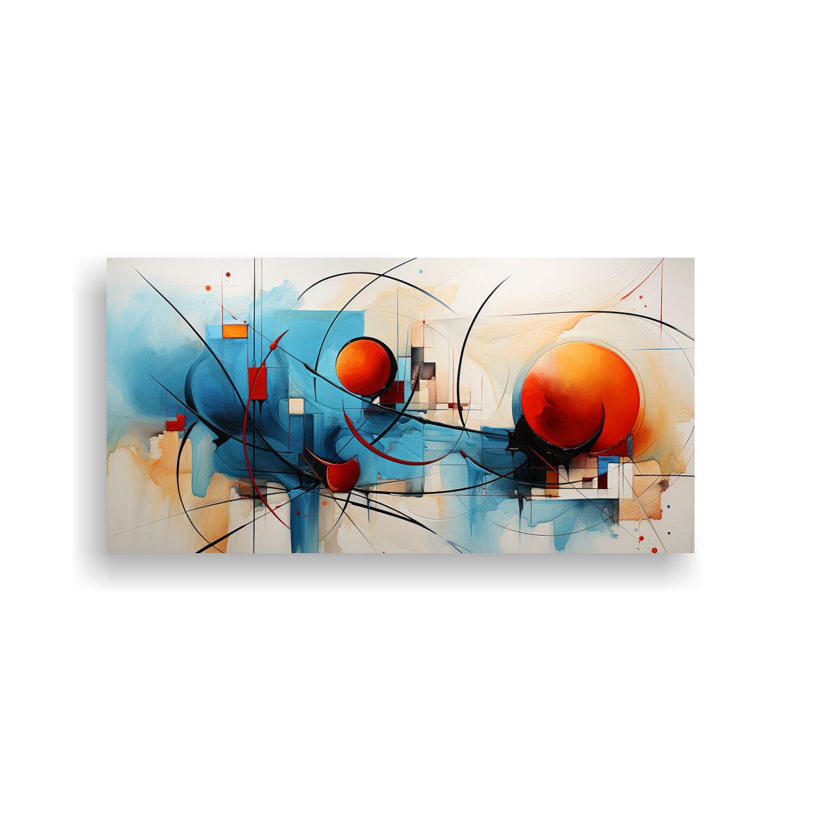 GENERICO - Pintura Abstracta Resaltada Por Pigmentos Coloridos En Lienz 160x80cm