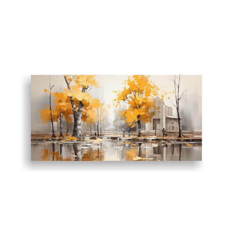 GENERICO - Pintura Abstracta De árboles En Plata Y Blanco Sobre Tela R 160x80cm