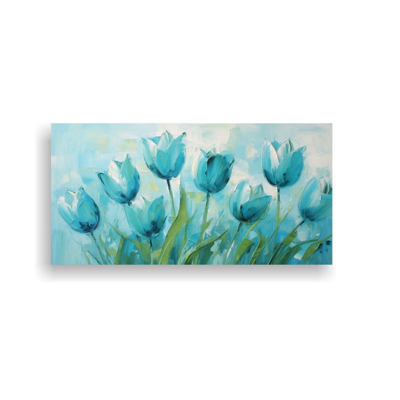 GENERICO - Pintura De Tulipanes Turquesa Arte Colores Luminosa En Lienz 160x80cm