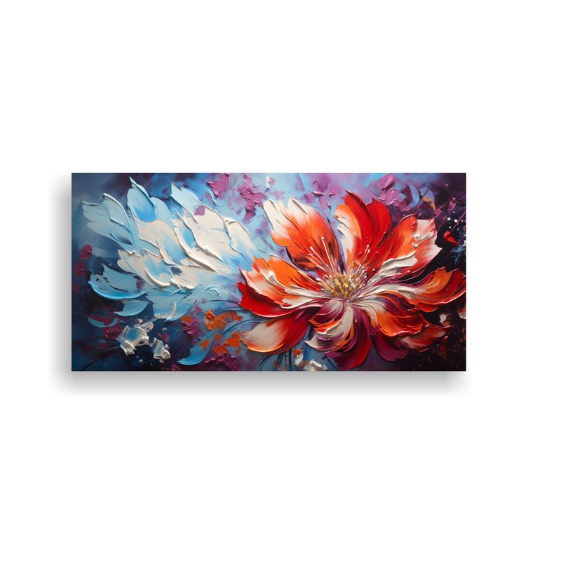 GENERICO - Pintura Lienzo Moderna Con Flores De Colores Vibrantes En De 160x80cm