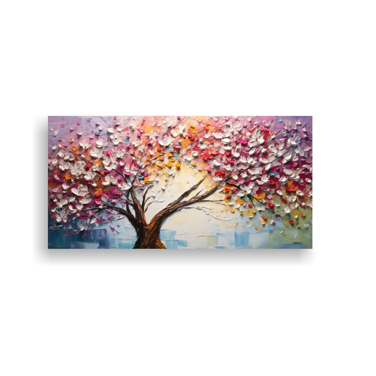 GENERICO - Pintura En Bastidor De Colores Del Arco Iris Con Flores De C 160x80cm