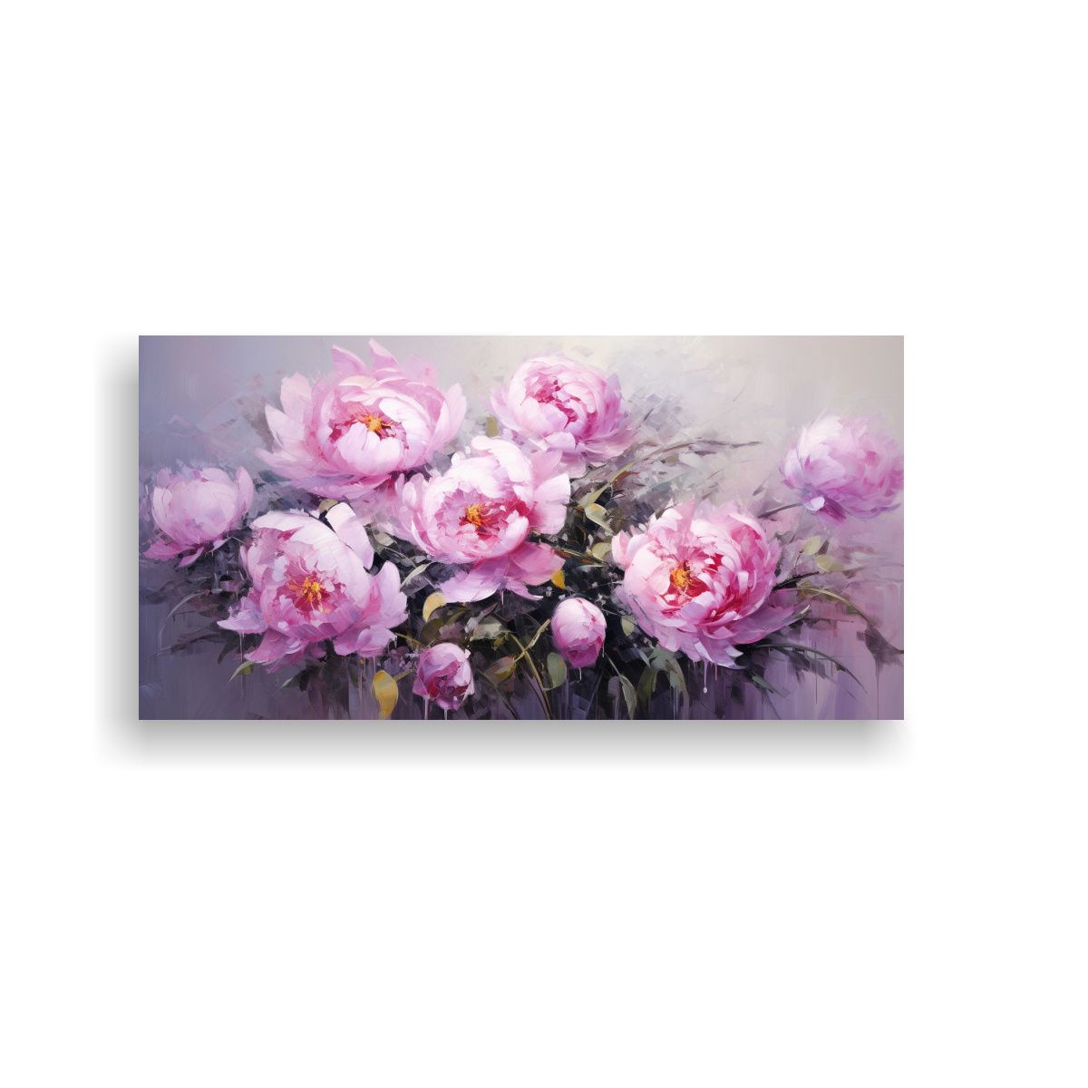 GENERICO - Pintura En Lienzo Arte Movimiento Motivo De Peonías Rosas E 160x80cm