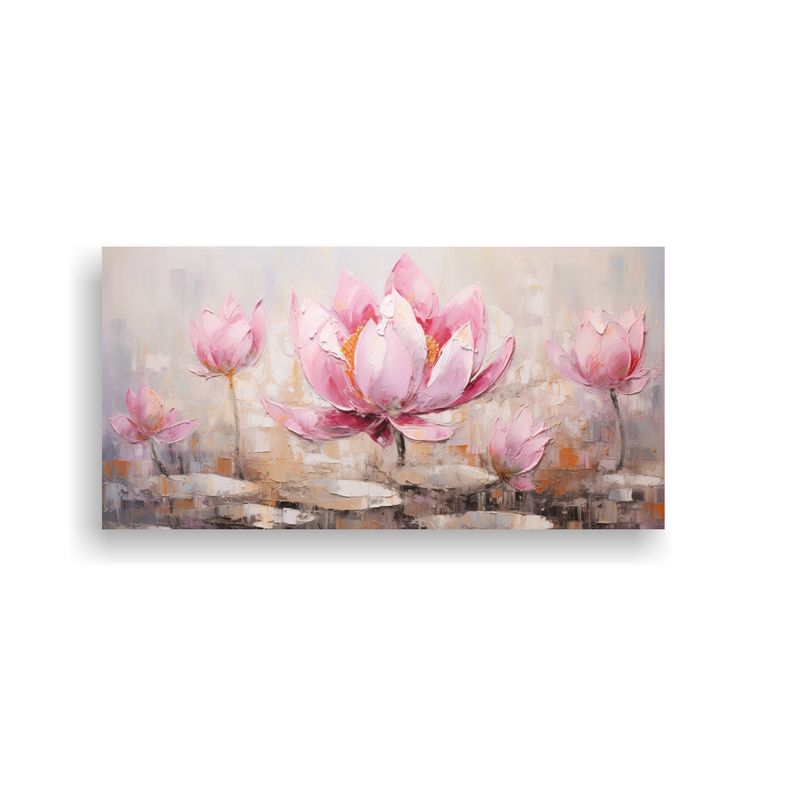 GENERICO - Pintura Temática De Baño: Loto Rosa En Lienzo Estilo Pintu 160x80cm