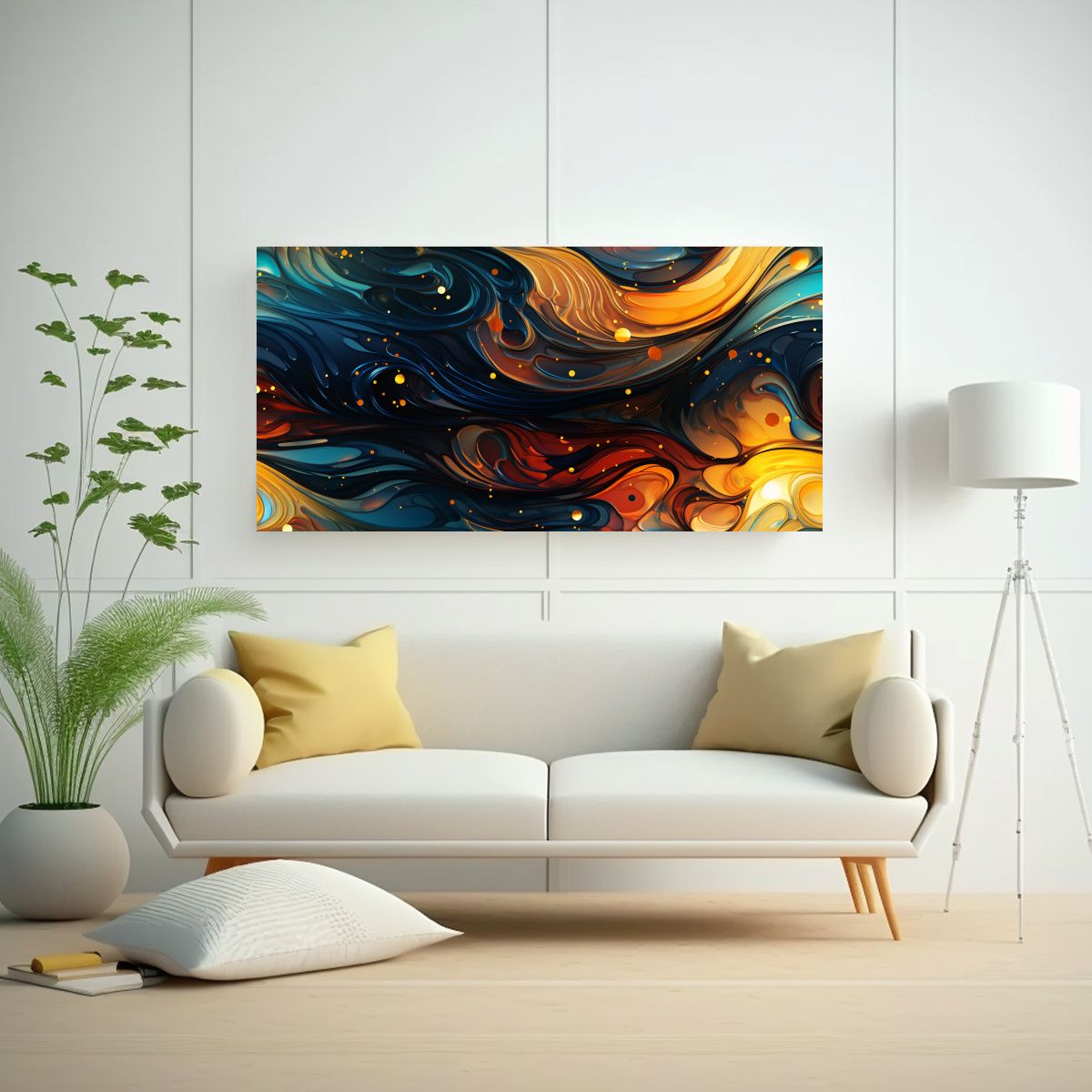 GENERICO - Pintura De Pared En Tonos Para Oficina: Forma Elíptica Flui 160x80cm