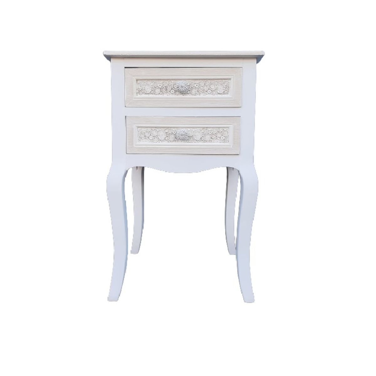 INTERACTIVE STORE - Velador 2 cajones tallados beige