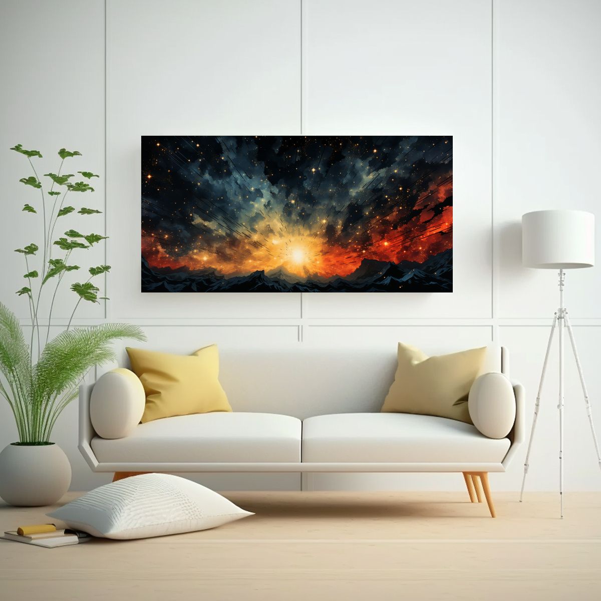 GENERICO - Pinturas Decorativas De Estilo Urbano Y Celeste En Canva Cal 160x80cm.