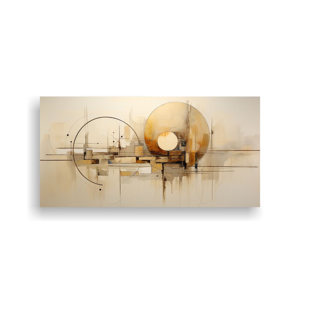 GENERICO - Cuadro Abstracto Beige Intenso En Bastidor Con Patrón 160x80cm.