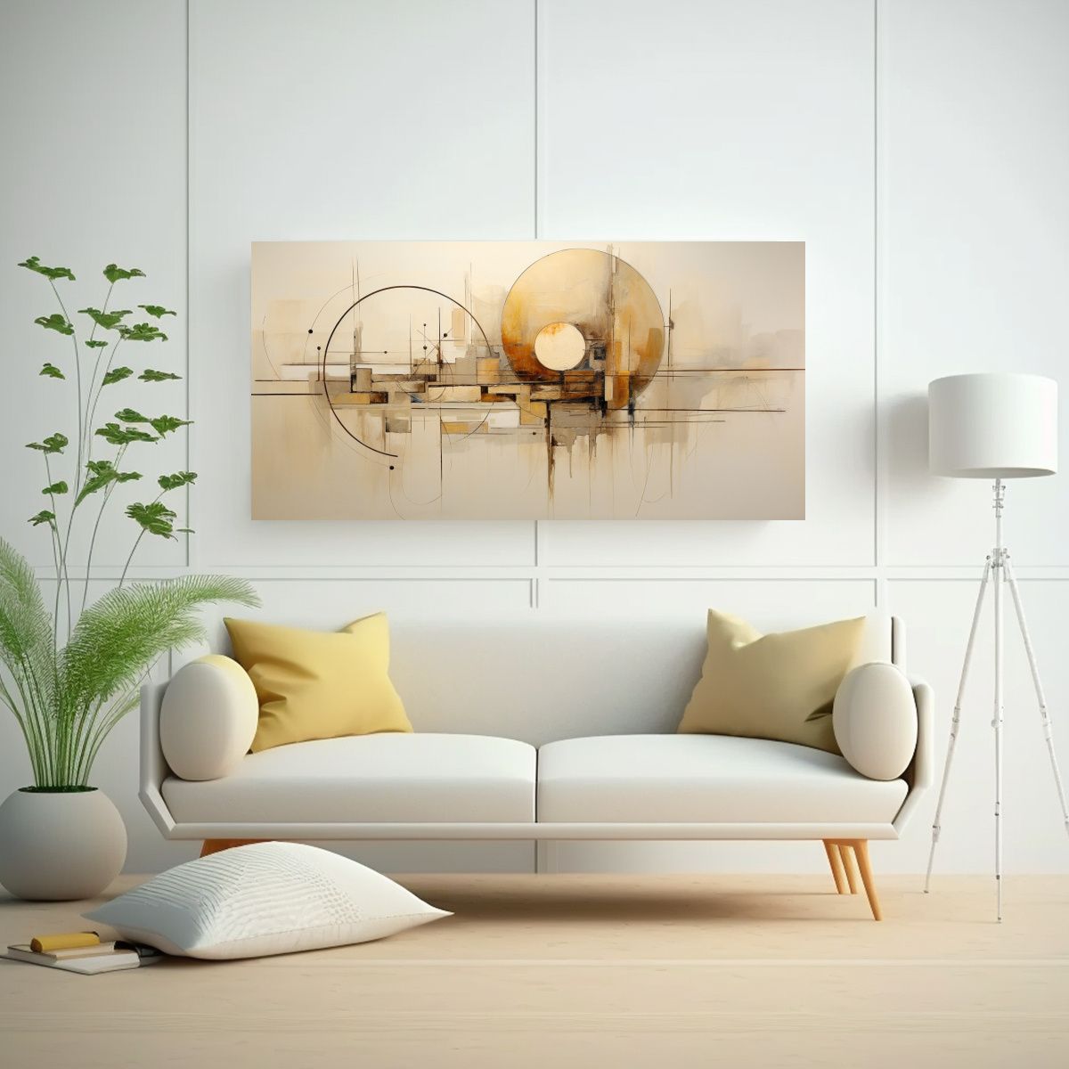 GENERICO - Cuadro Abstracto Beige Intenso En Bastidor Con Patrón 160x80cm.