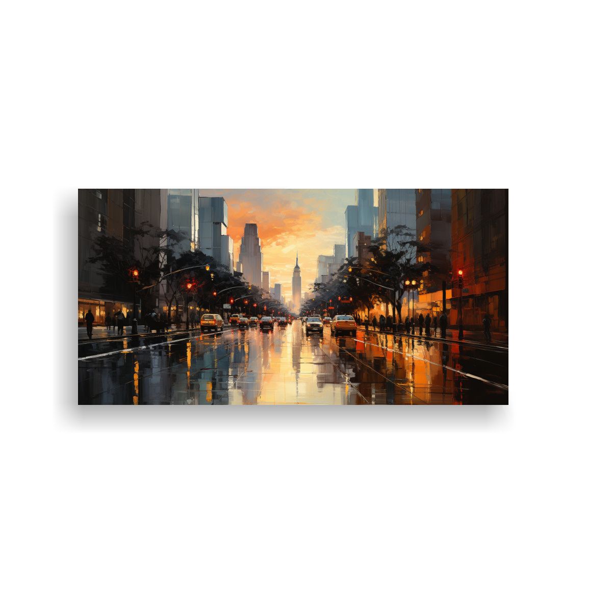 GENERICO - Lienzo Moderno Elegante De 5ta Avenida Con Pinceladas En Pal 160x80cm