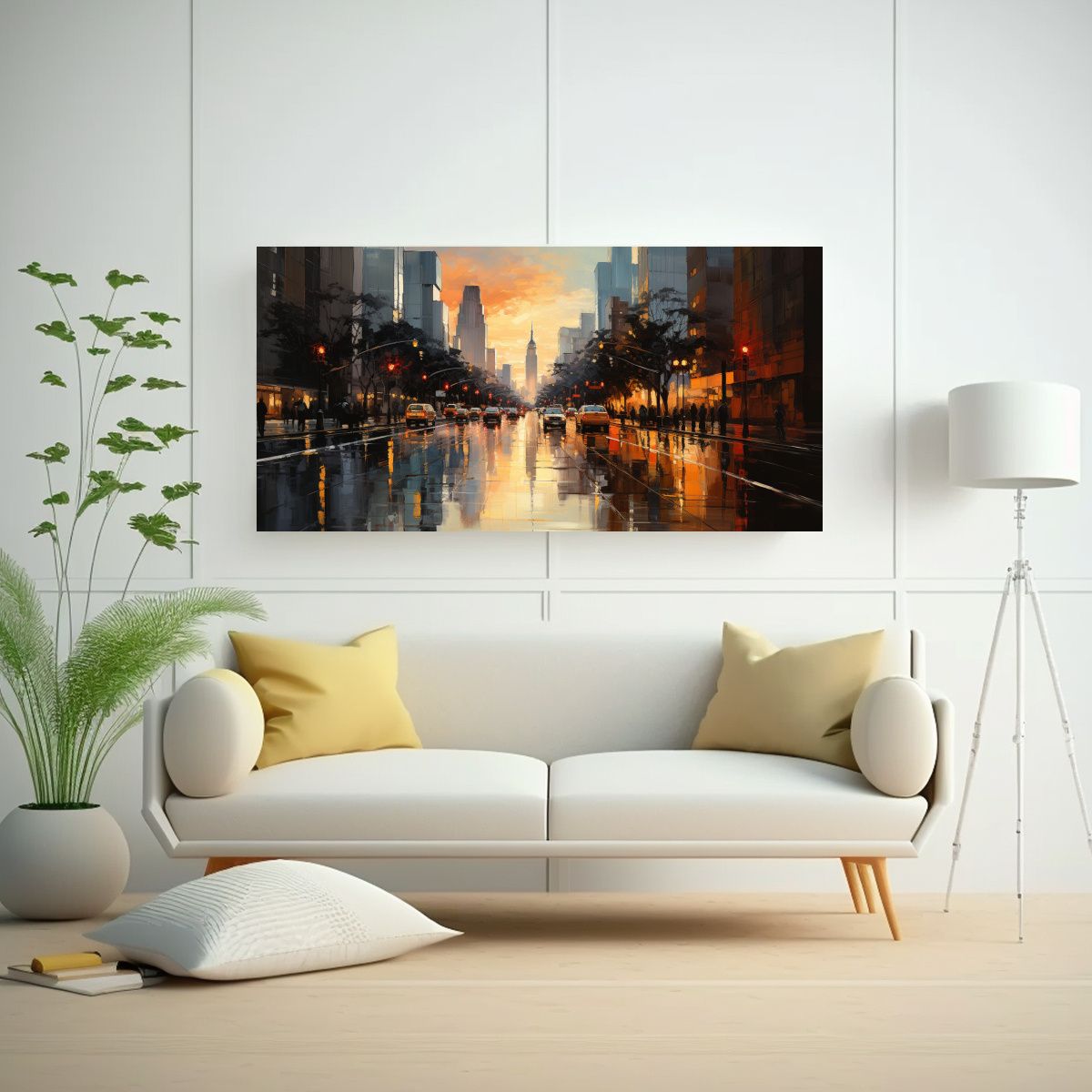 GENERICO - Lienzo Moderno Elegante De 5ta Avenida Con Pinceladas En Pal 160x80cm