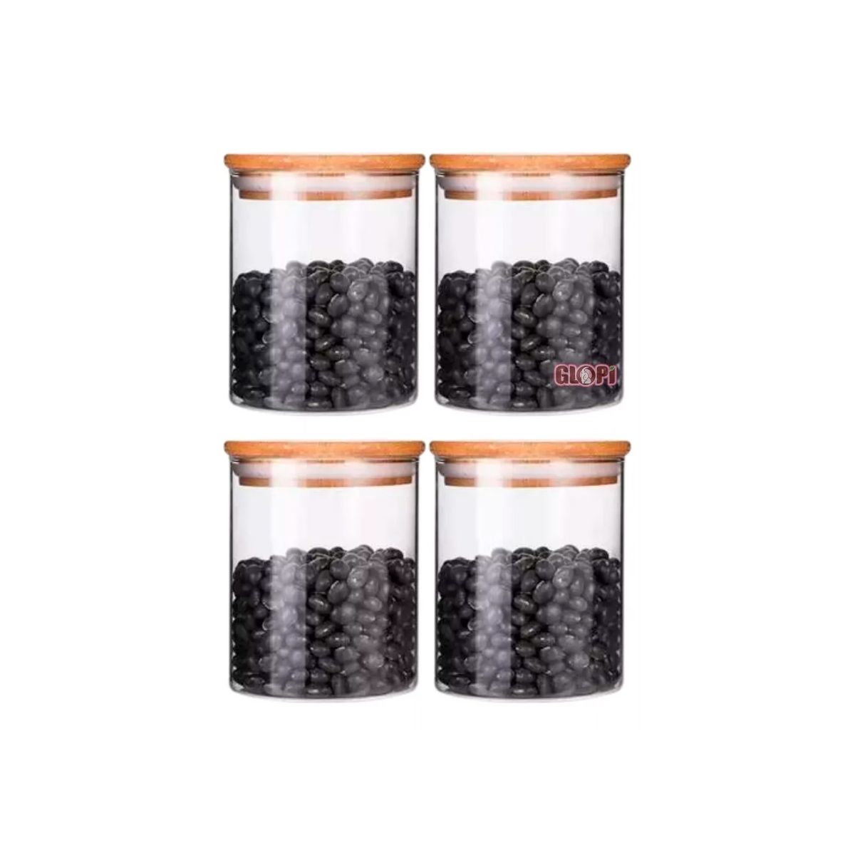 GENERICO - Pack 6 Frascos 400ml Para Condimentos Especias Tapa Bamboo