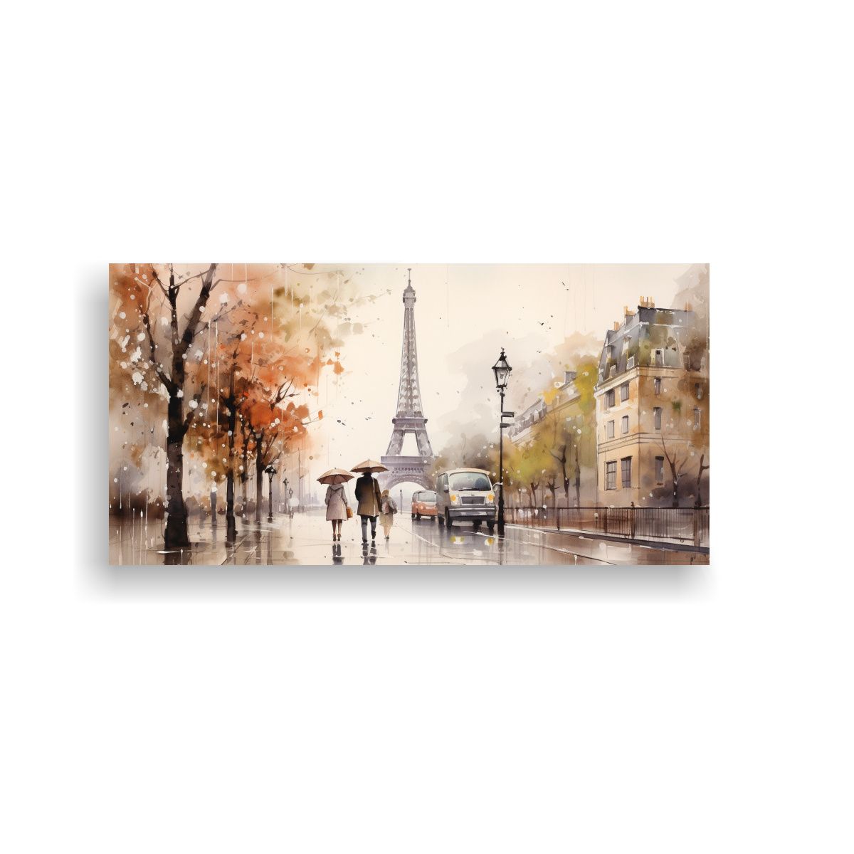 GENERICO - Cuadro Poderosos Colores Pareja Caminando Junto A La Torre E 160x80cm