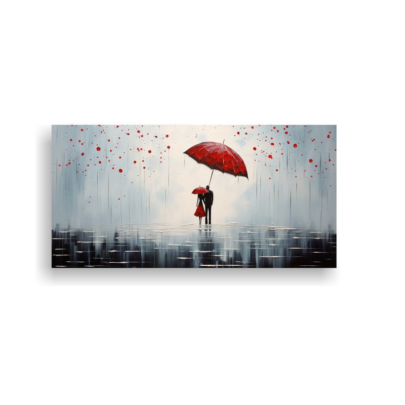 GENERICO - Lienzo Forma Multicolor Amor Bajo El Paraguas Rojo Pinturas  160x80cm