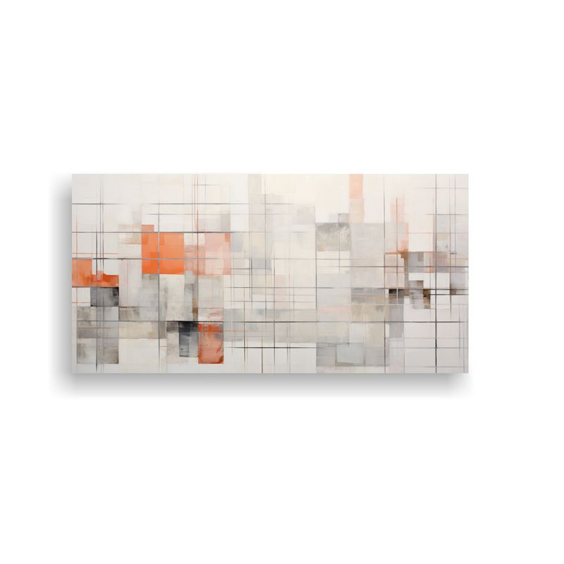GENERICO - Cuadro De Arte Gráfico Creativo Líneas Como Rejilla, Gris, 160x80cm