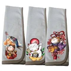 DCOBRE - Pack 3 Paños de Loza grueso con Cobre, Gato de la Fortuna Colores.