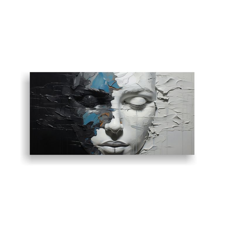 GENERICO - Cuadro Movimiento Simple Con Contornos Faciales Y Salpicadur 160x80cm