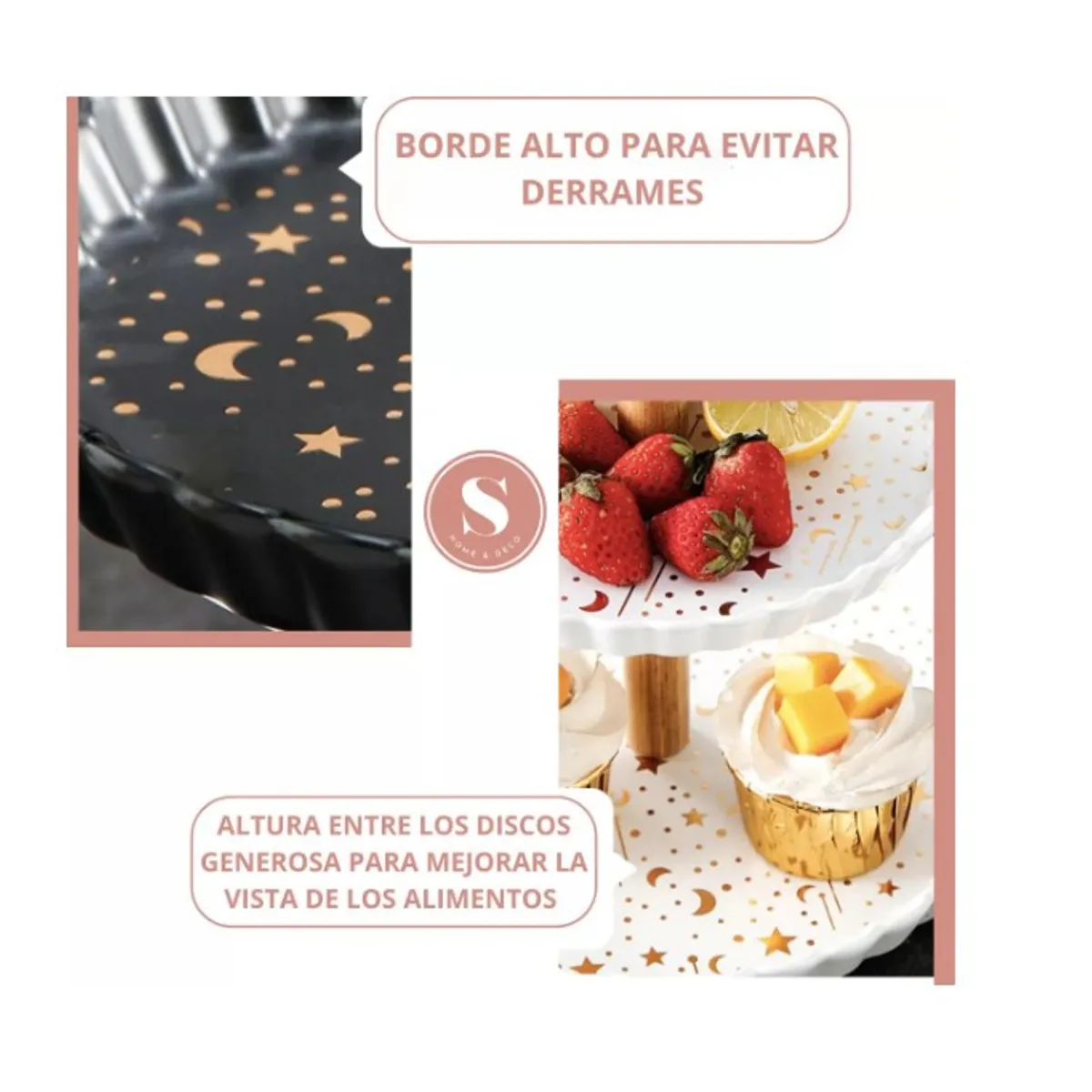 GENERICO - Bandeja Cupcakes 3 Pisos Decoración De Cerámica Postres