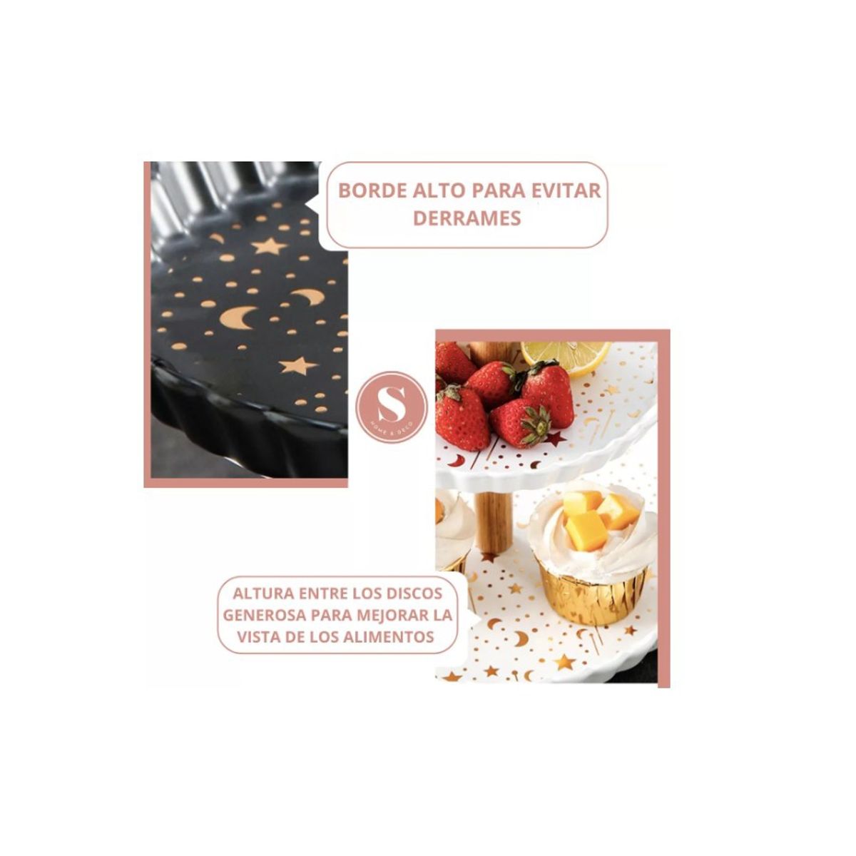 GENERICO - Bandeja Cupcakes 3 Pisos Decoración De Cerámica Postres