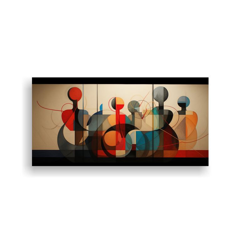 GENERICO - Cuadros Abstractos De Figuras Geométricas Estilo Galería 160x80cm