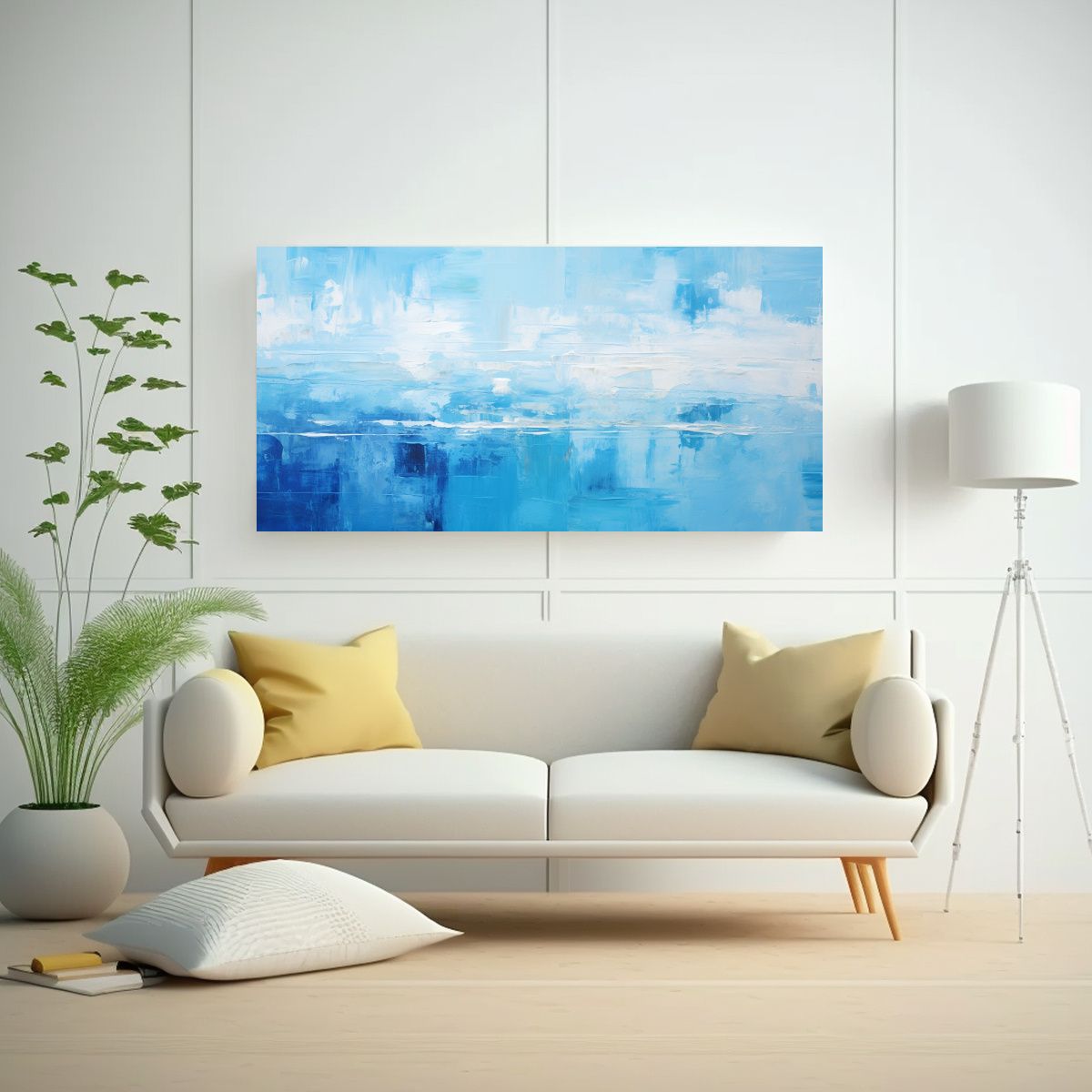 GENERICO - Cuadros Abstractos Azules Turquesa Modernos De Diseño 160x80cm.