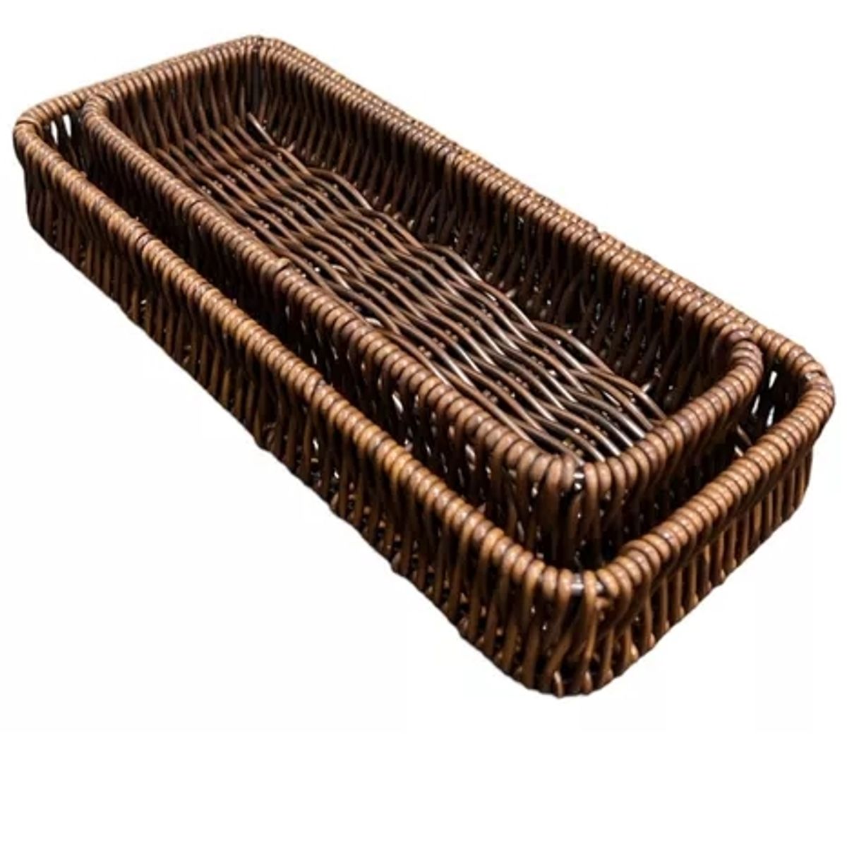 GENERICO - Set 2 Bandeja De Ratan Cesta Tejida Alimentos Decoracion