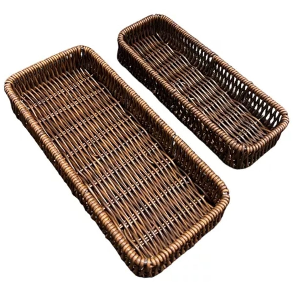 GENERICO - Set 2 Bandeja De Ratan Cesta Tejida Alimentos Decoracion