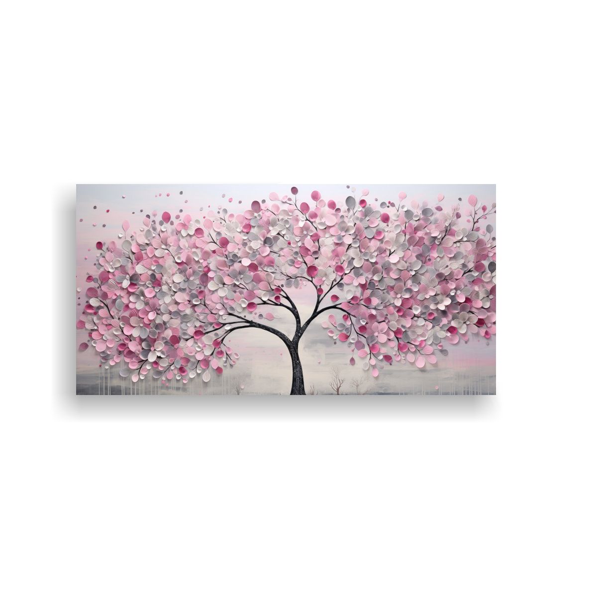 GENERICO - Pintura Decorativa Estilo Galería En Rosa Y Plata Imagen De 160x80cm