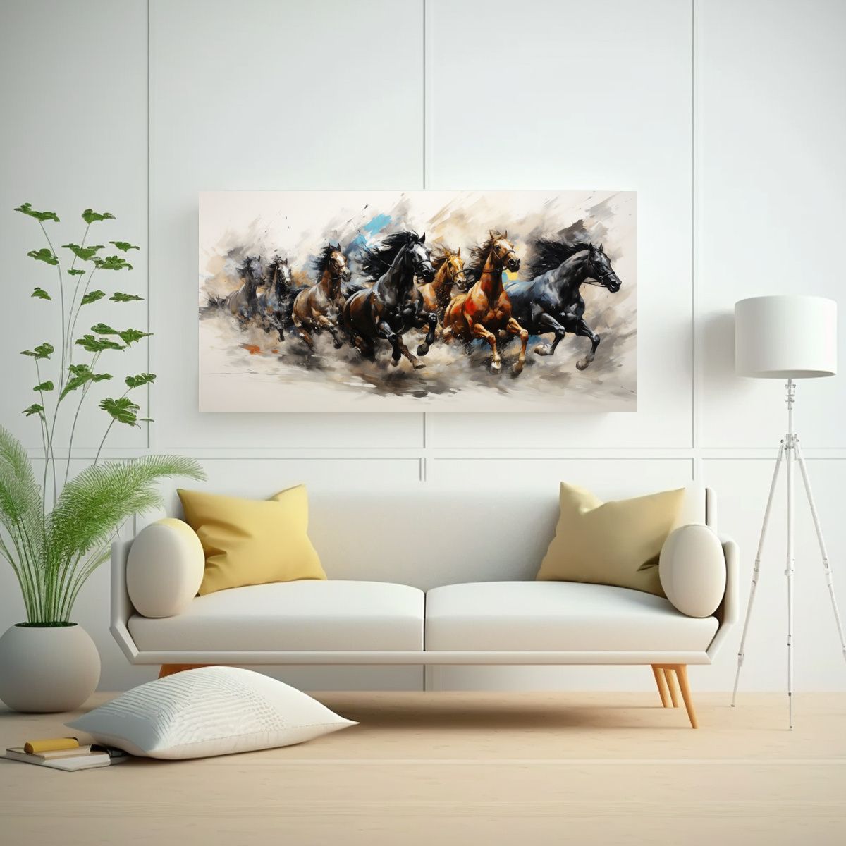 GENERICO - Cuadros De Caballos Abstractos Estilo Street Art De Canva Di 160x80cm