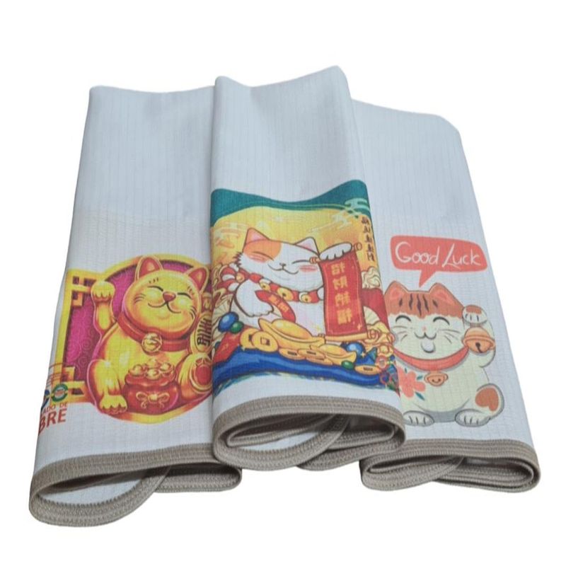 DCOBRE - Pack 3 Paños de Loza grueso con Cobre, Gato de la Fortuna Turquesa.