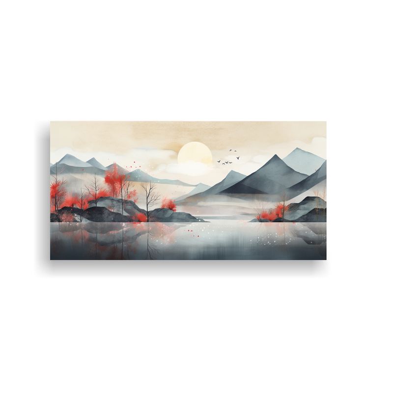 GENERICO - Pintura Abstracta: Montañas Reflejadas En Un Cuadro Decorat 160x80cm