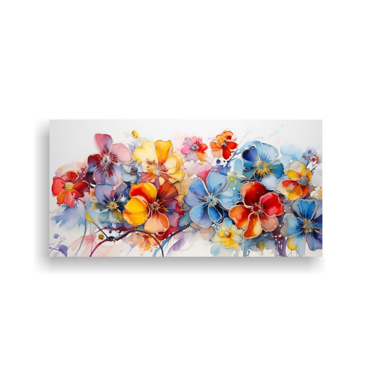 GENERICO - Cuadro Abstracto De Flores En Acuarela Escenario Acuarelas 160x80cm