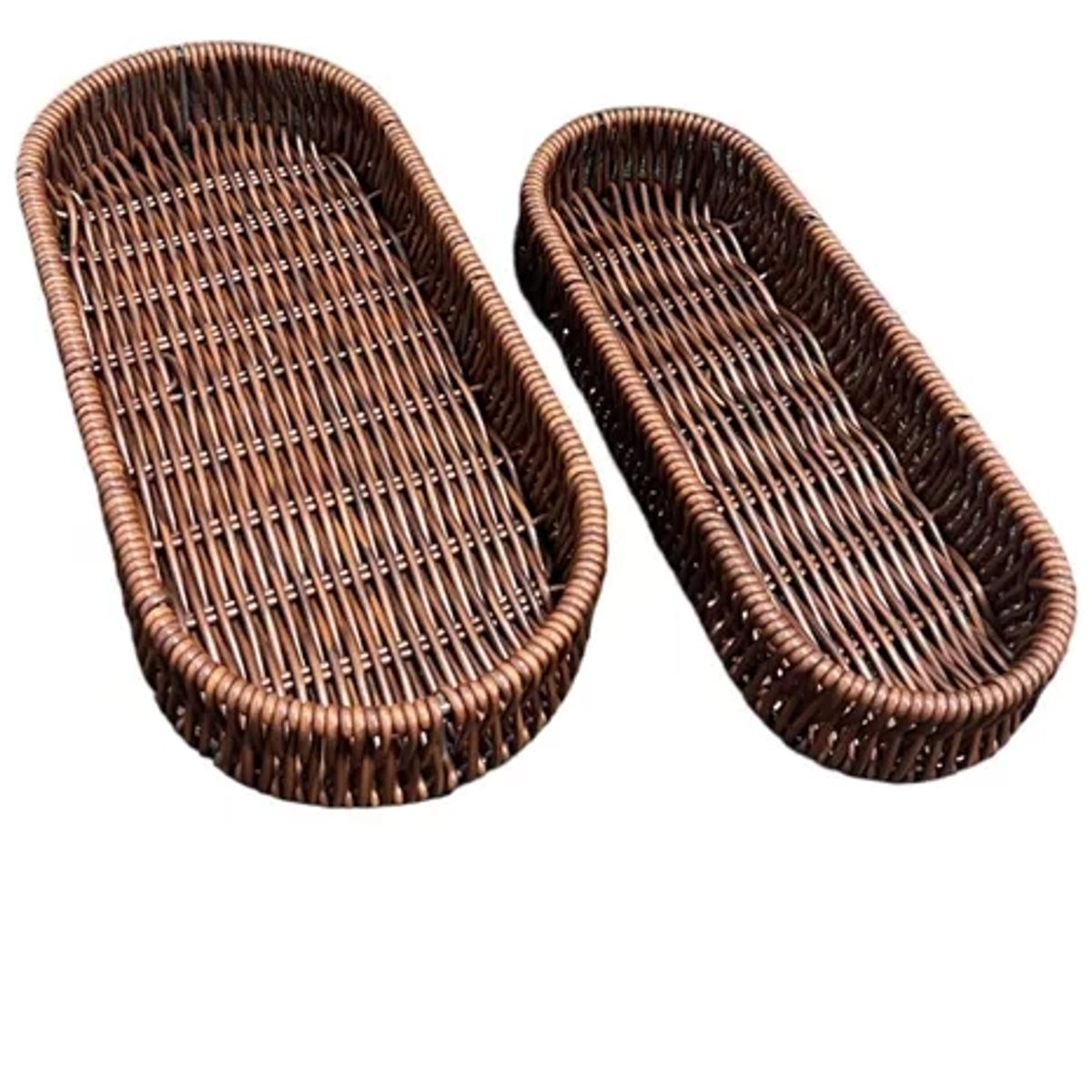 GENERICO - Set 2 Bandeja De Ratan Cesta Tejida Alimentos Decoracion