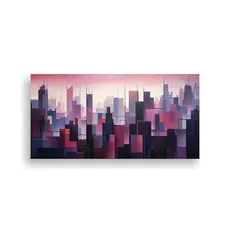 GENERICO - Lienzo De Tela Composicion Original De Una Ciudad Al Atardec 160x80cm