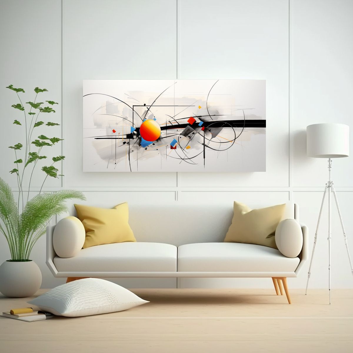 GENERICO - Pinturas Abstractas En Bastidor: Riqueza Visual En Fondo Bla 160x80cm